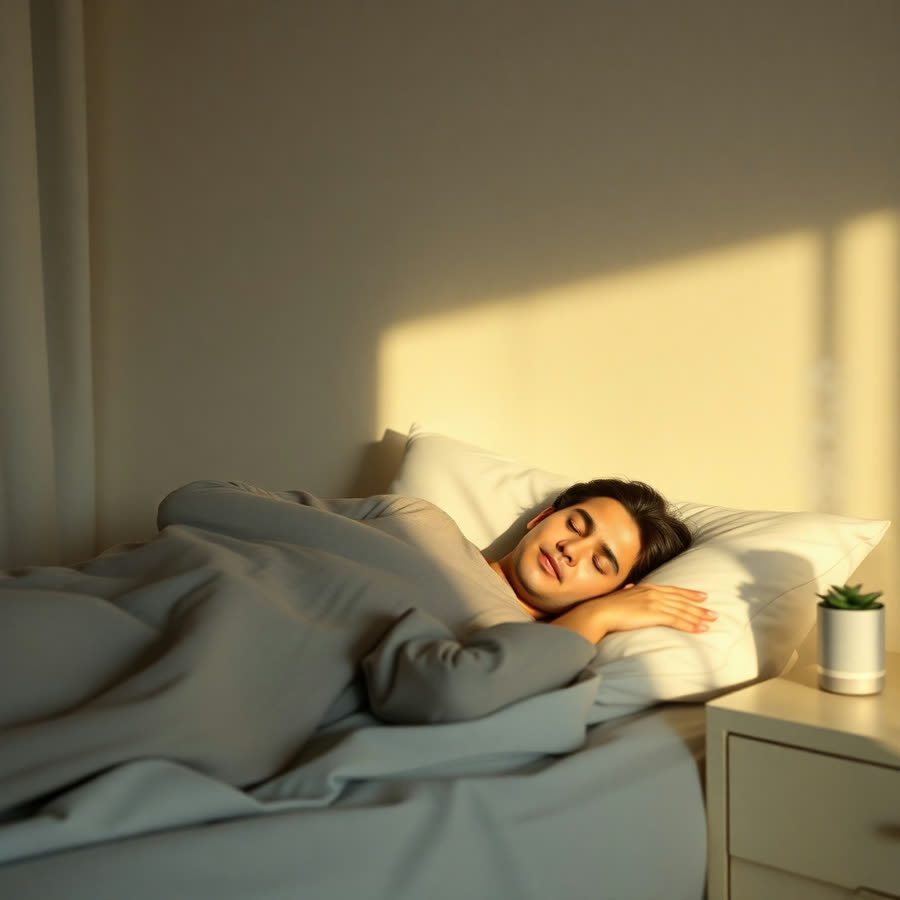Calm bedroom set up for restful sleep