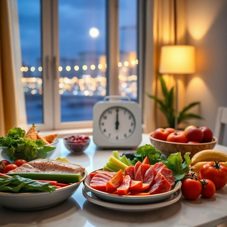 Balanced healthy meal on a table