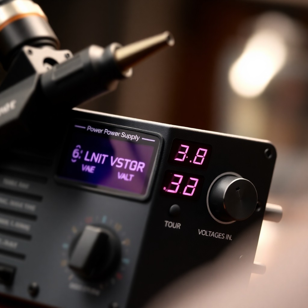 Illustrative tattoo power supply and machine setup